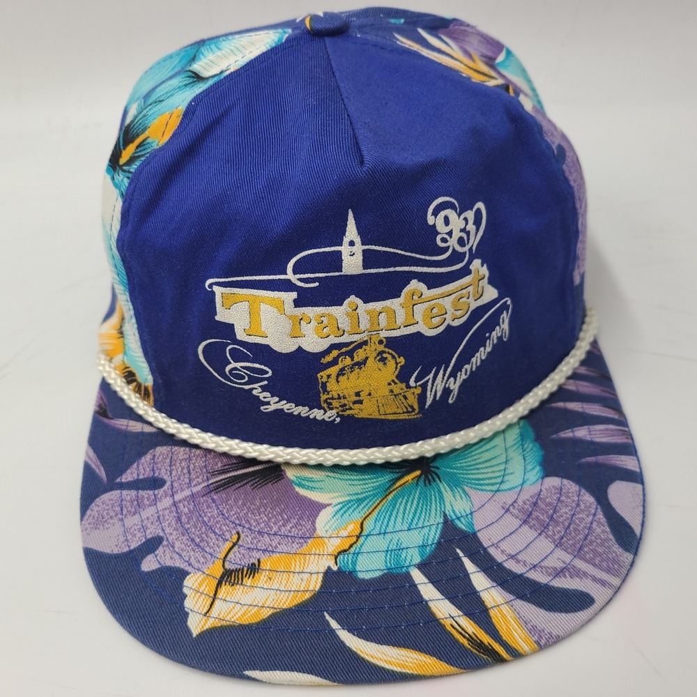 Vintage Floral Hat Snapback Rope Blue Purple‎ Trainfest All Over Print Cheyenne
